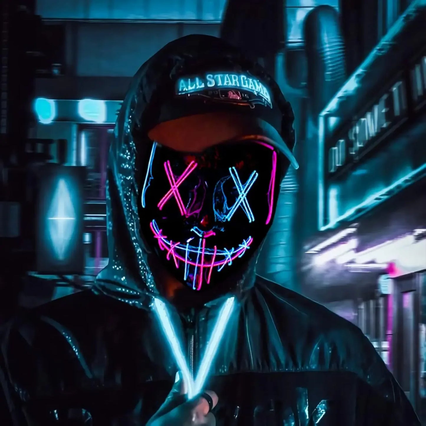 Glowing EL Wire Light-Up Mask