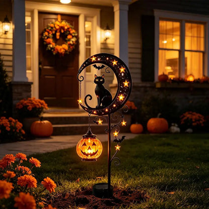 Black Cat Pumpkin Garden Lamp