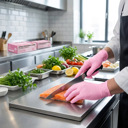 Pink Nitrile Disposable Gloves