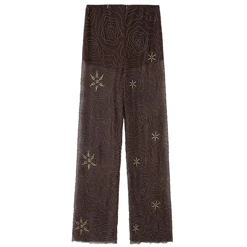 Beaded Straight Pants