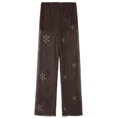 Beaded Straight Pants