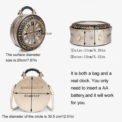 Circular Hollow-Out Clock Bag