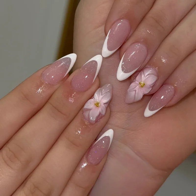 24Pcs French Ballerina Nail Tips