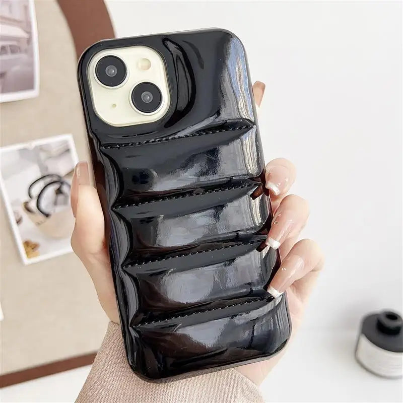 Winter Puffer Leather Case for iPhone 17 Pro Max | 17 Pro | 16 Pro Max | 16 Pro | 15 Pro Max | 15 Pro | 14 Pro Max | 14 Pro | 13 Pro Max | 12 Pro Max
