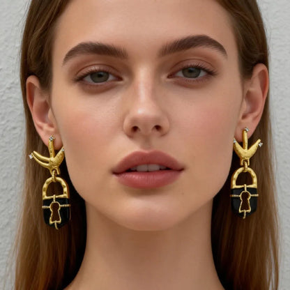 Lock Drop Earrings