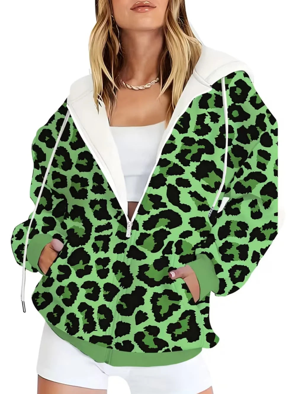 Thin Leopard Zip Hoodie