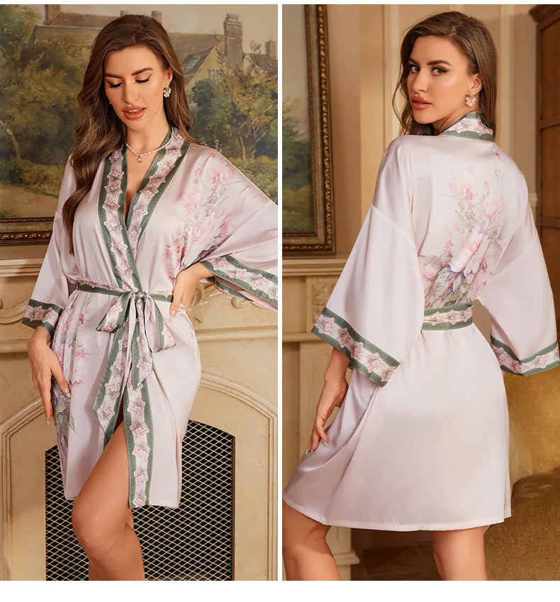 Printed Satin Lounge Robe