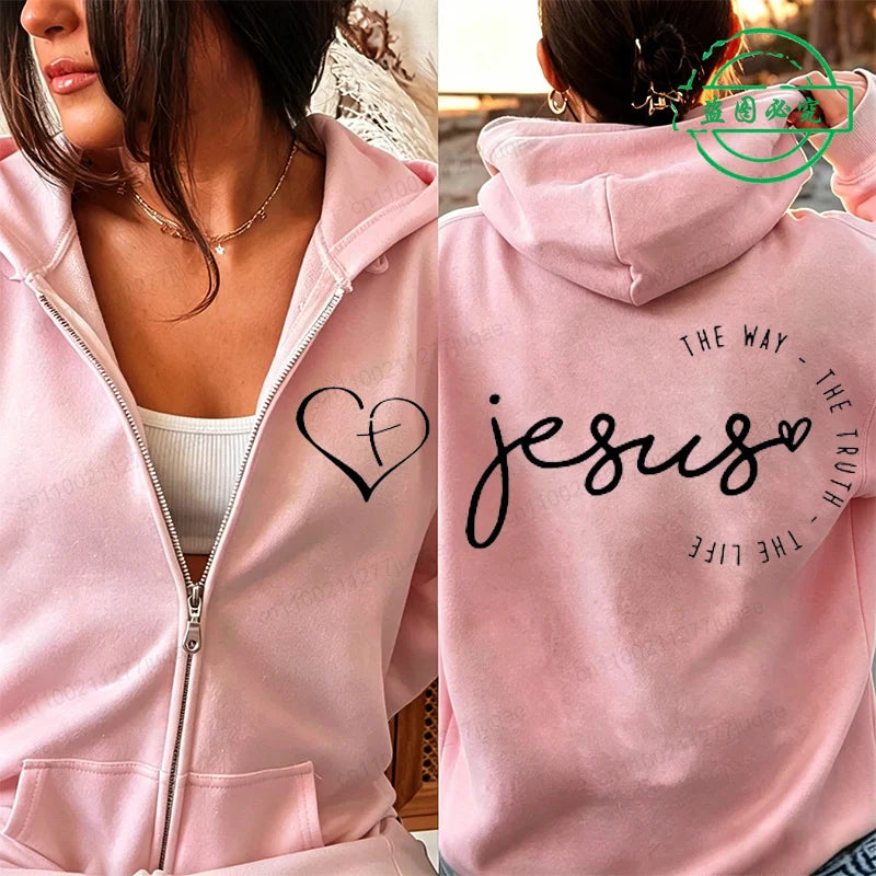 Jesus Print Fleece Hoodie