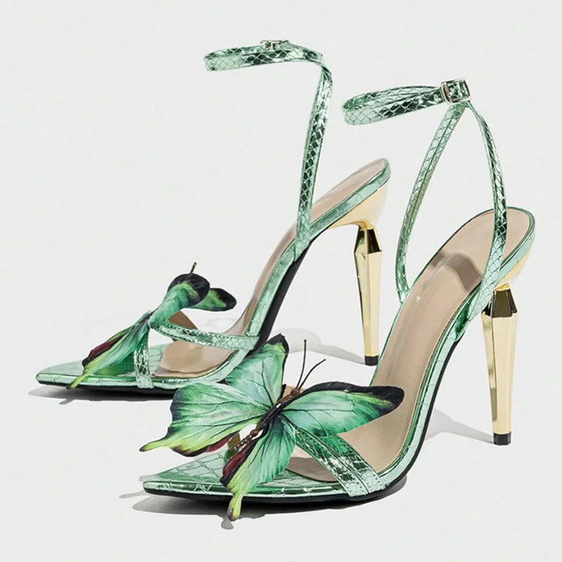 Metal Butterfly High Heels