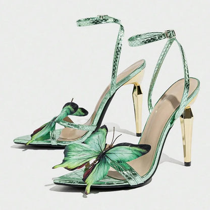 Metal Butterfly High Heels