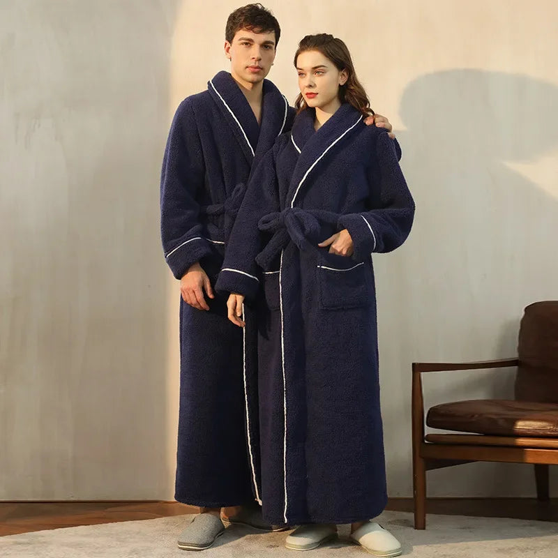 Autumn Winter Thick Cotton Flannel Bathrobe