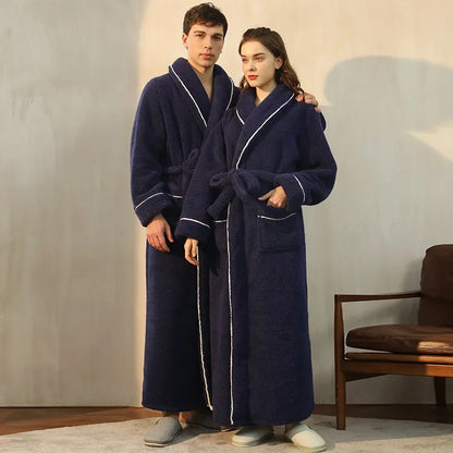 Autumn Winter Thick Cotton Flannel Bathrobe