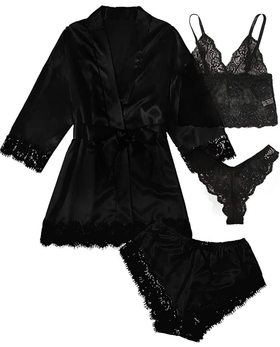 4PCS Woman Bathrobe Set