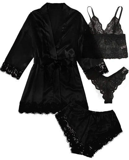 4PCS Woman Bathrobe Set
