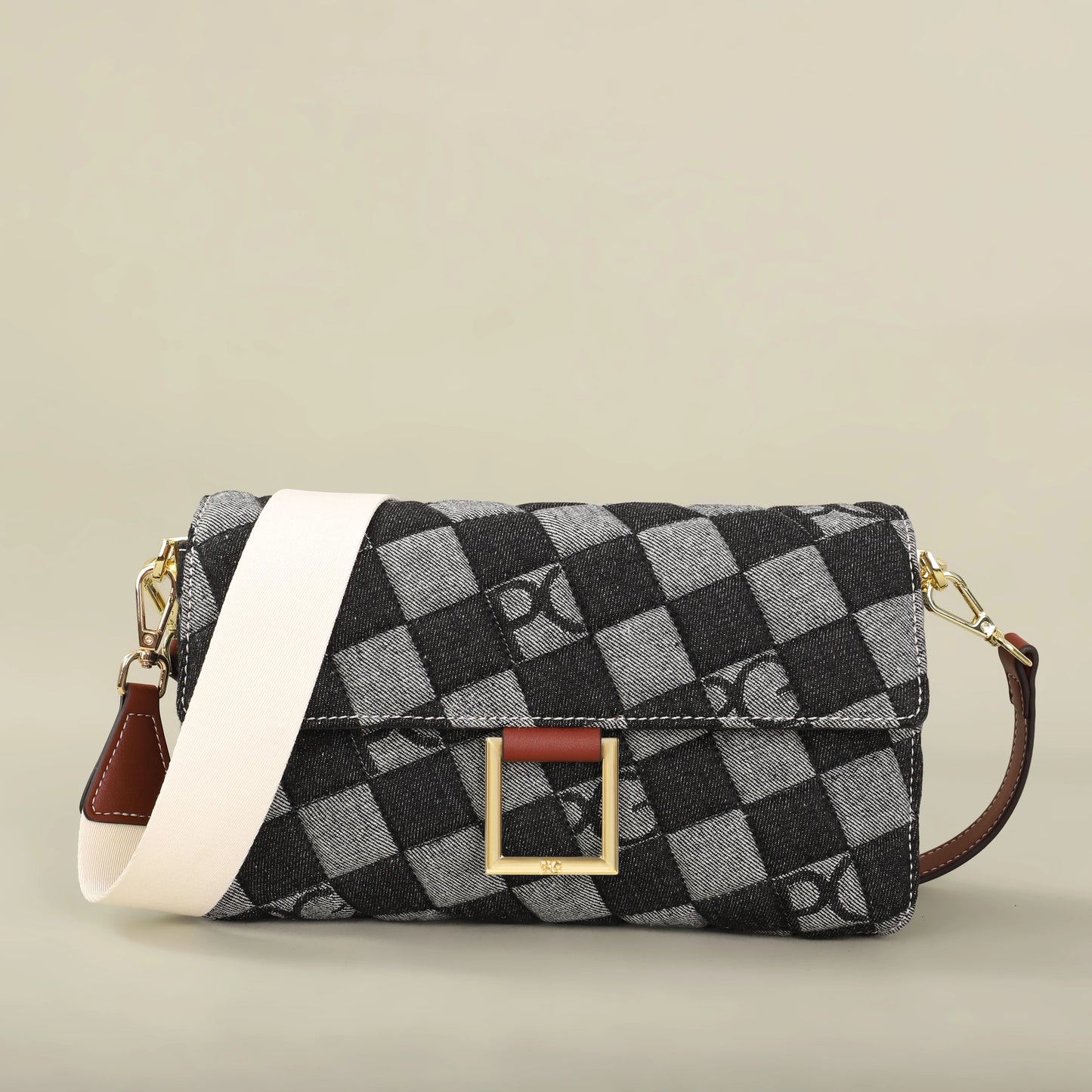 Cotton Letter Print Satchel