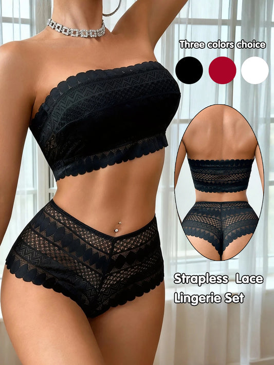 Lace Strapless Bralette Set