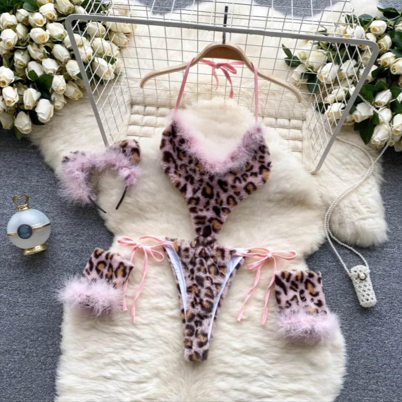 Leopard Print Velour Bodysuits