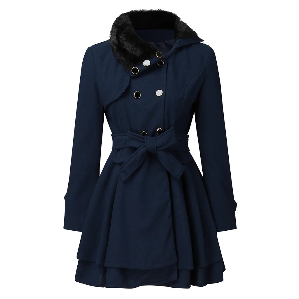 Women Slim Long Tweed Coat