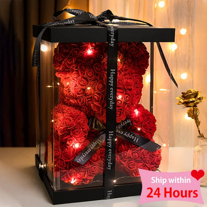 Rose Bear with Lights