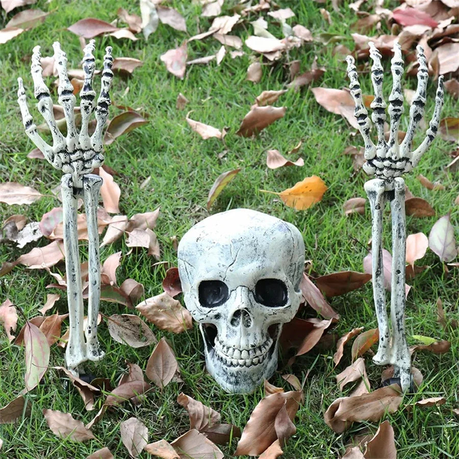 Skeleton Head and Hand Stakes