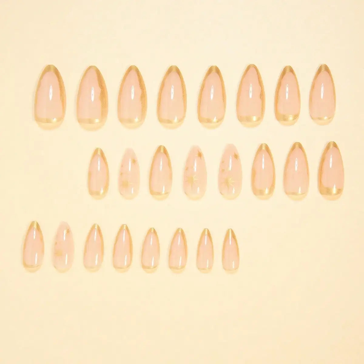 Gold Line Almond Press-On Nails