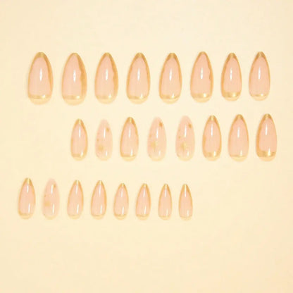 Gold Line Almond Press-On Nails