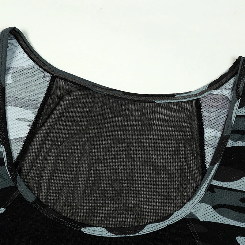 Camouflage Mesh Elastic Tank Top