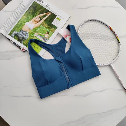 Front-Zip Shockproof Sports Bra