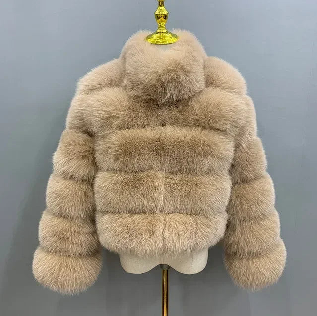 Spliced Faux Fur Short Coat