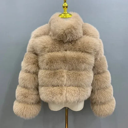 Spliced Faux Fur Short Coat