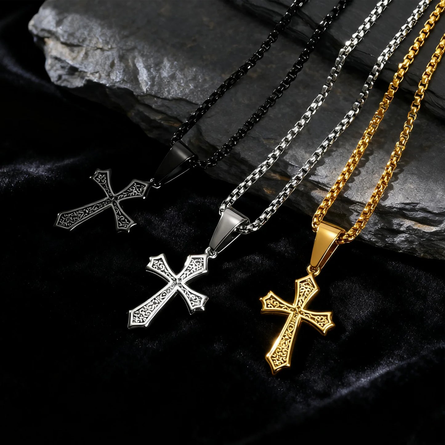 Metal Stainless Steel Cross Necklace Street Party