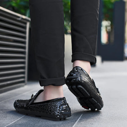 Crocodile Pattern Slip-On Shoes