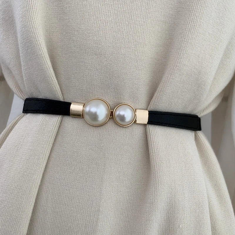Double pearl buckle belt