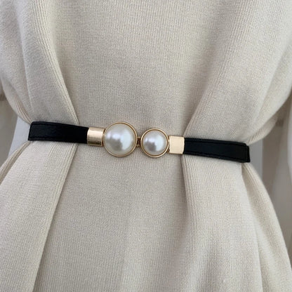 Double pearl buckle belt