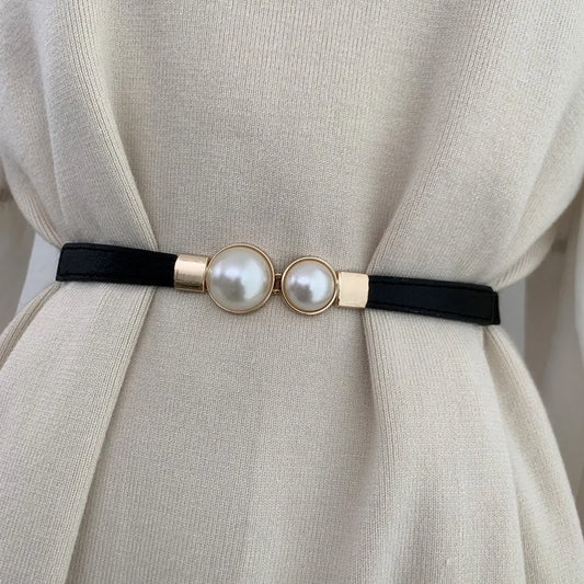 Double pearl buckle belt