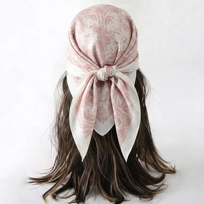Floral Print Square Satin Scarf