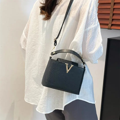 Sequined V-Shape Bucket Bag