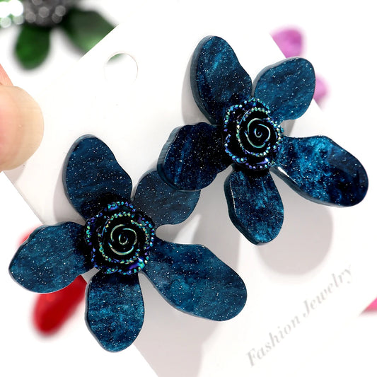 Large flower statement earrings