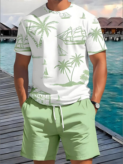 Hawaiian Print T-Shirt Shorts Set