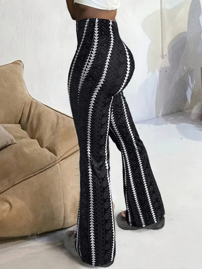 Retro Print Flared Leggings