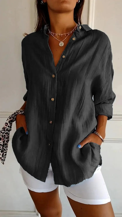 Women Solid Color Street Shirt