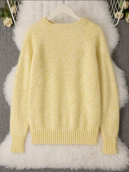 Solid Round Neck Knit Sweater