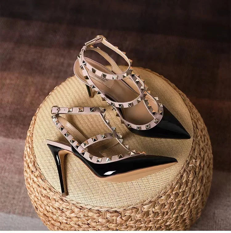 Rivet-Accent Pointed High Heels