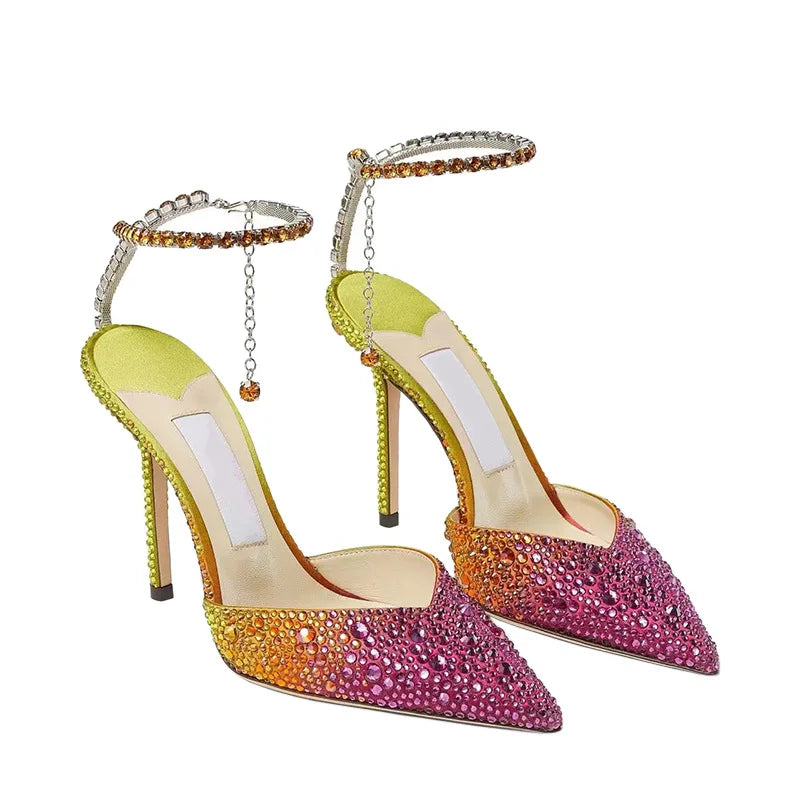 Chain Strap Silk Sandals