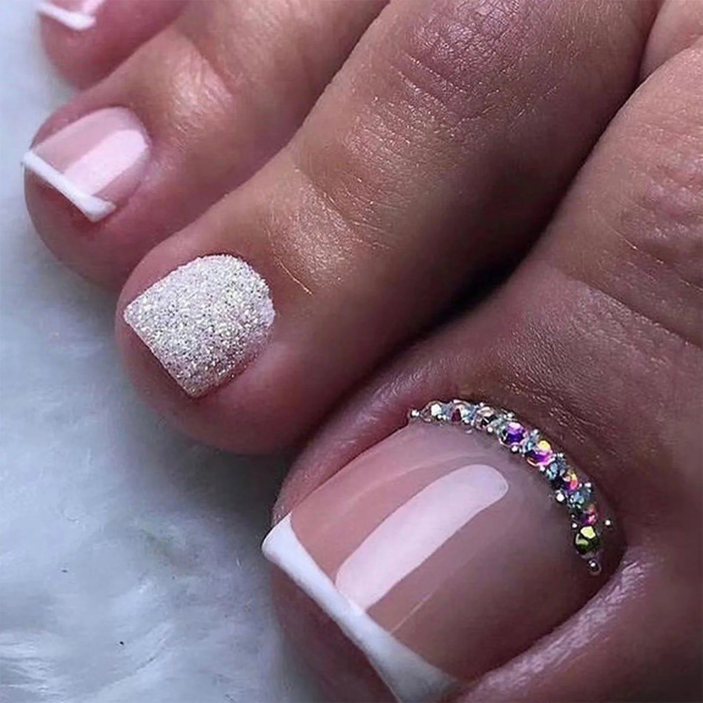 French Diamond Toe Press-On Nails