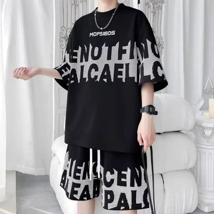 Letter Print T-Shirt Shorts Set