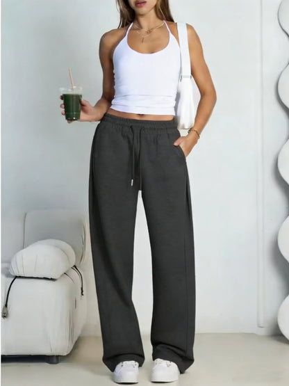 Wide-Leg Baggy Drawstring Joggers