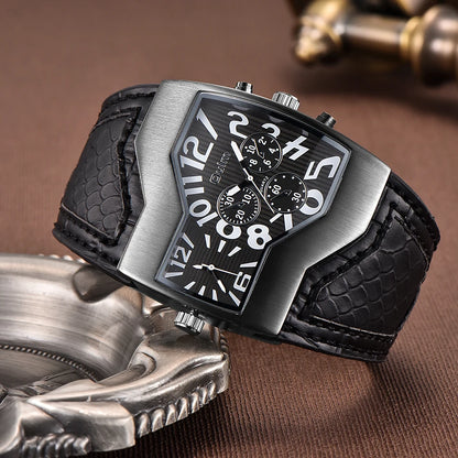 Oulm 1220 Men’s Two Time Zone Big Size Quartz Sport Watch