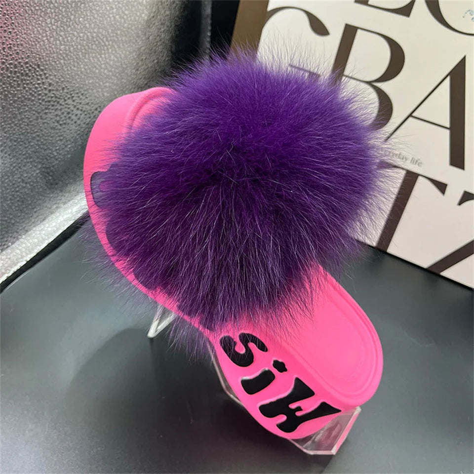Fur Wedge Party Sandals