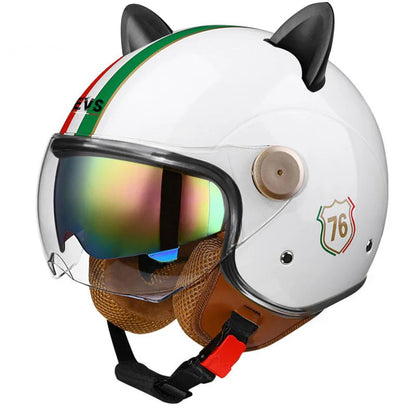 Retro Half-Face Cat-Ear Helmet